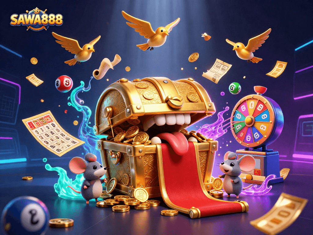SAWA888 offers thrilling slot adventures with vibrant treasures, lucky birds, and dynamic game elements.