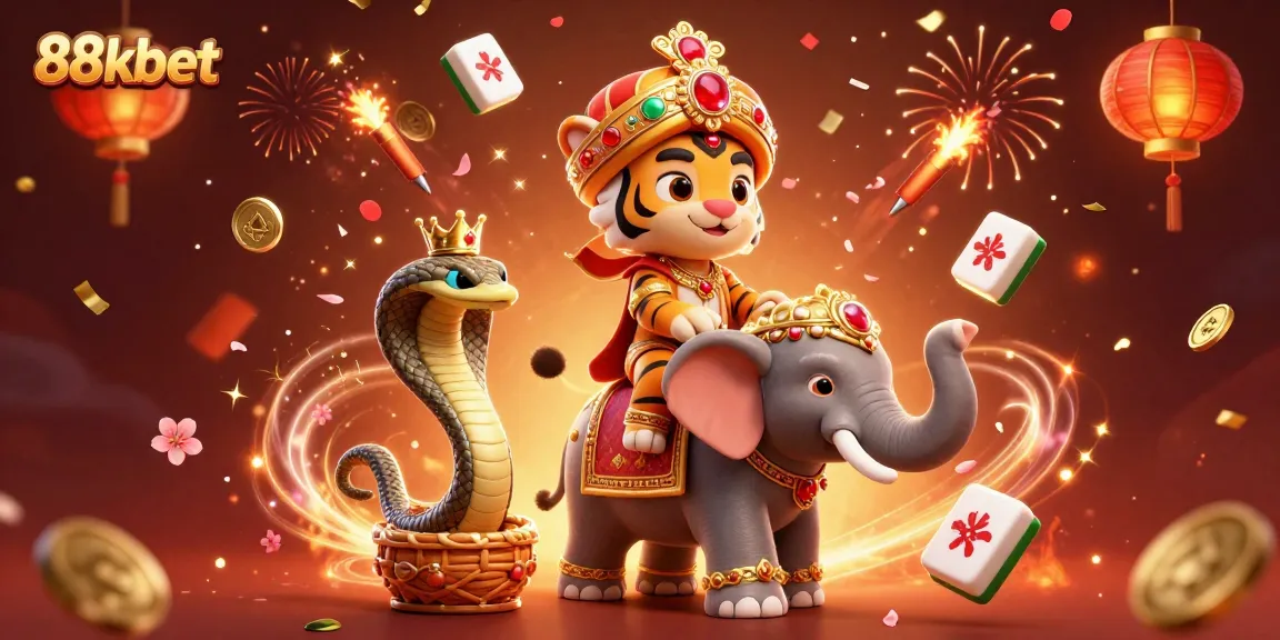 Win exciting prizes at 88kbet with vibrant 3D casino-themed illustration featuring a majestic tiger and rich decorations.