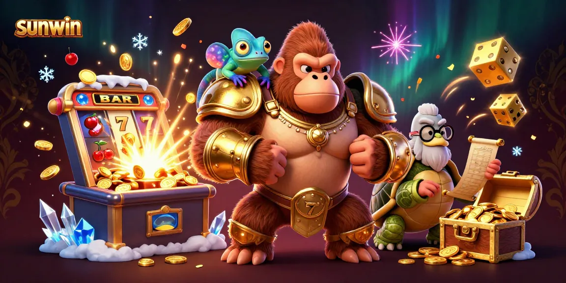 Experience the thrilling sunwin jackpot with a dynamic 3D casino scene featuring vibrant characters and exciting game elements.