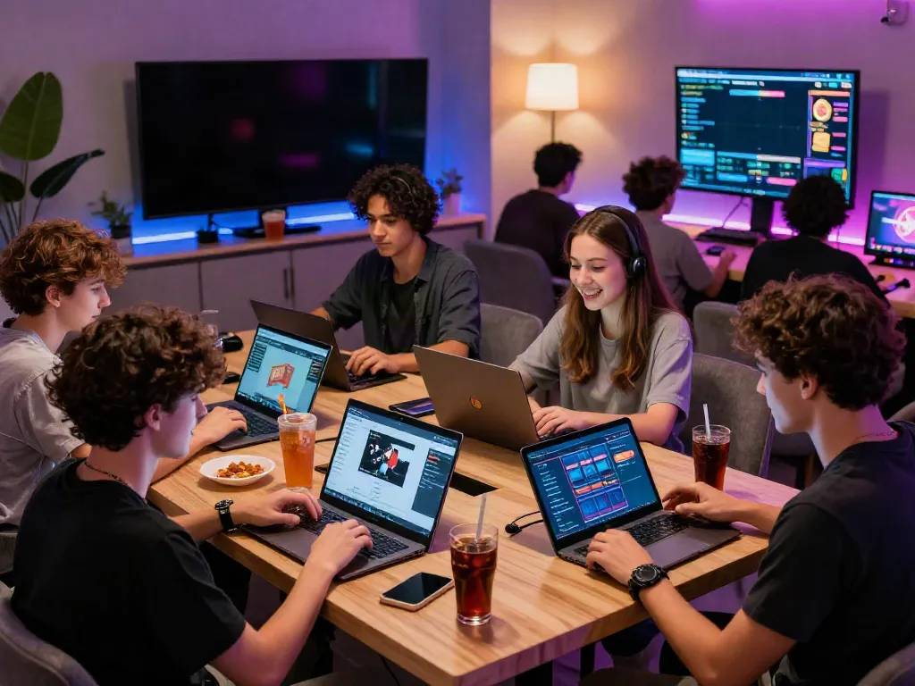 Engaged players experiencing LU88's online gaming in a vibrant lounge.