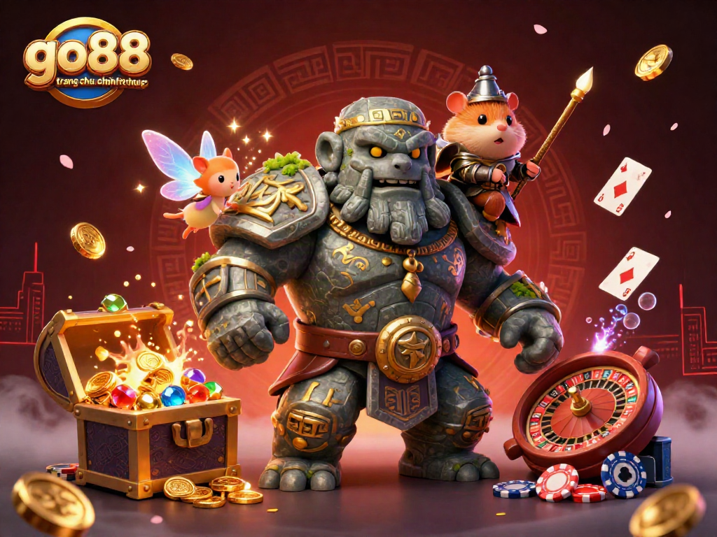 Experience the magic of go88 trang chu chinh thuc with a vibrant casino-themed 3D illustration.