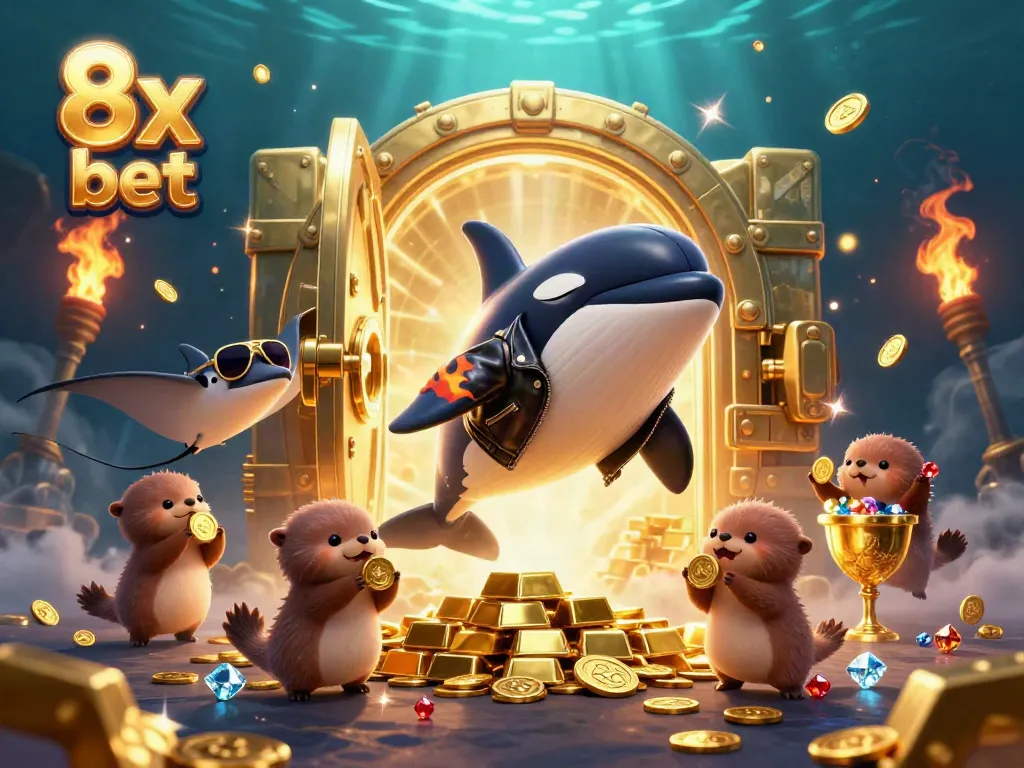 Experience adventure with 8x bet as orca, stingray, and otters dive into treasure!
