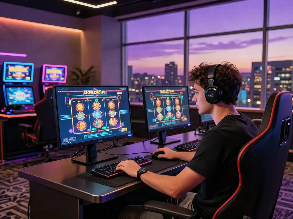 Explore Bonus Buy slots at https://stargazyinn.co.uk, with a player immersed in an exciting gaming environment.