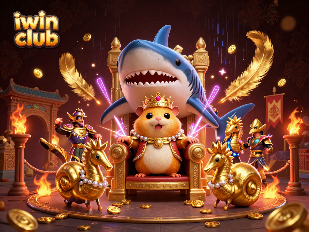 Experience excitement with iwin club's dynamic casino scene featuring a golden hamster king.
