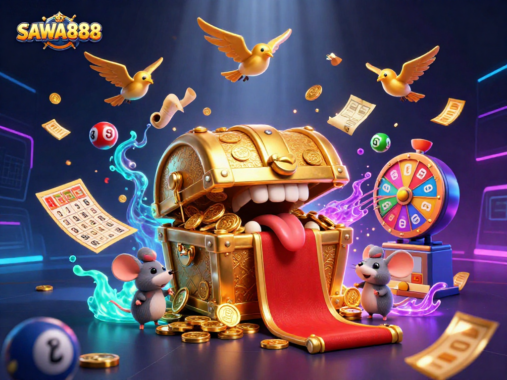 SAWA888 offers thrilling slot adventures with vibrant treasures, lucky birds, and dynamic game elements.