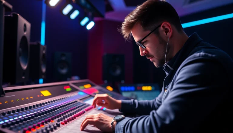 Enhance your tracks with expert online mastering services in a vibrant studio setting.