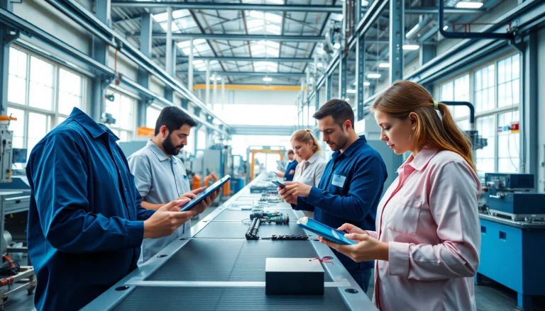 Visual representation of production traceability software in a modern manufacturing environment.
