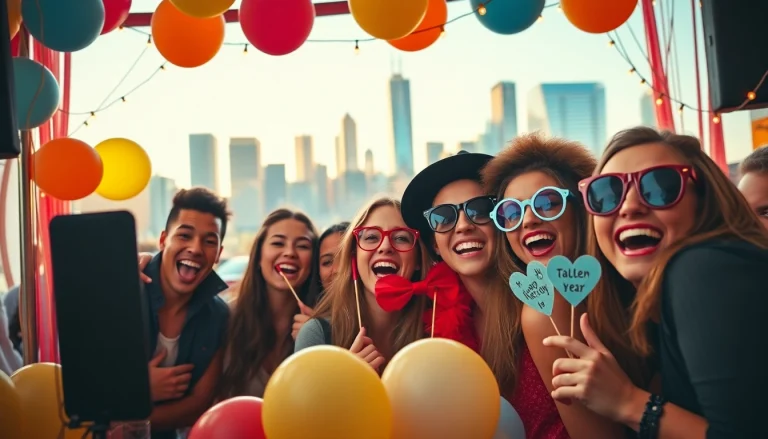 Capture the fun at a photo booth rental chicago with friends enjoying a lively event.