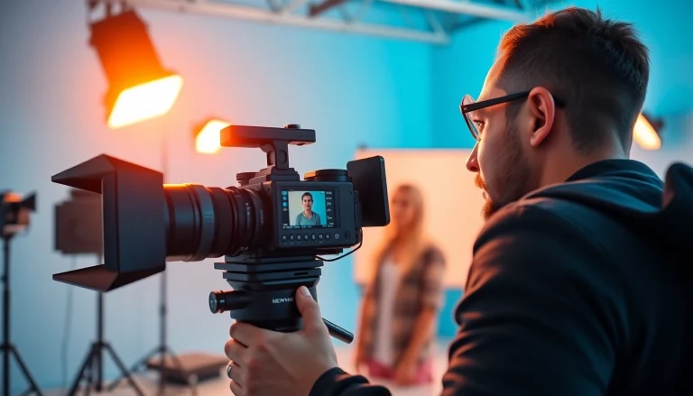 Creating impactful branded content in a modern studio with a professional videographer.