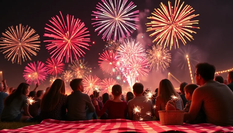 Enjoying bright displays of cheap fireworks near me during a vibrant community celebration.
