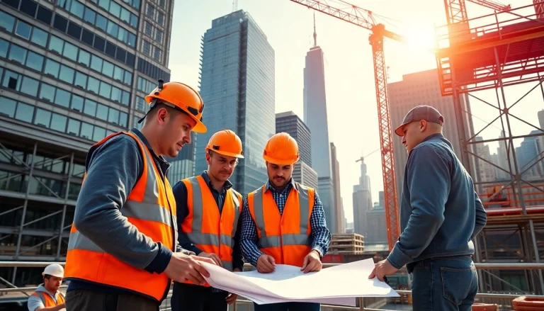 Construction team demonstrating expertise as a New York City Commercial General Contractor in a dynamic urban setting.