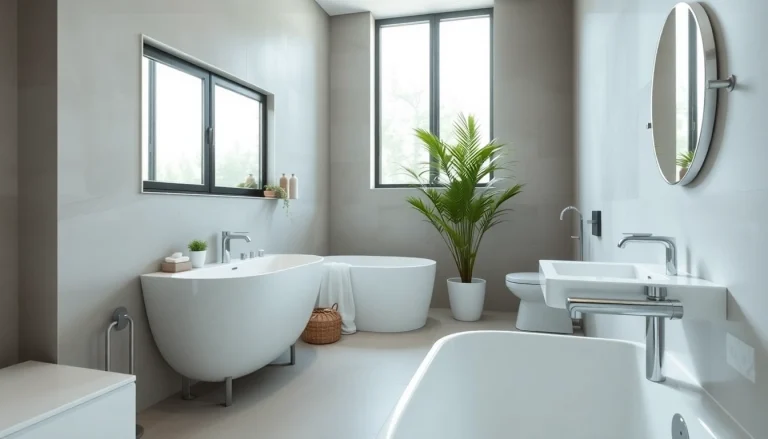 Elegantes Badezimmer mit sonni sanitär Armaturen und minimalistischem Dekor.