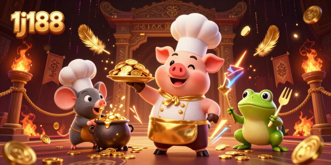 Experience exciting casino action with 1j188, showcasing animated characters and gold-filled fun.