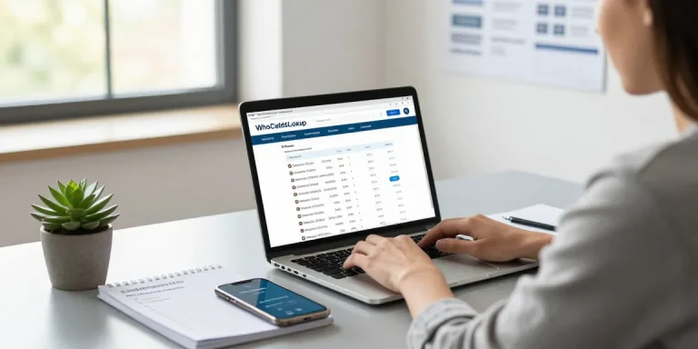 Discover whose telephone number is this UK free with a professional reverse lookup tool in a modern office.